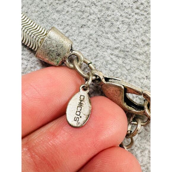 Chicos Necklace Charm Swirls Mixed Tone Snake Chain 36" Whimsical Fun Jewelry - Picture 6 of 8